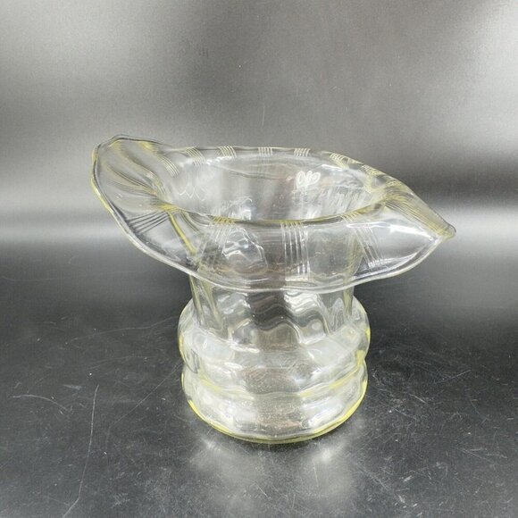Antique Jack In The Pulpit Vase Bowl Transparent Light Yellow Glass Vintage Vase - Picture 10 of 13